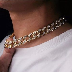 16" Gold and silver Cuban Link Rhinestone Chain